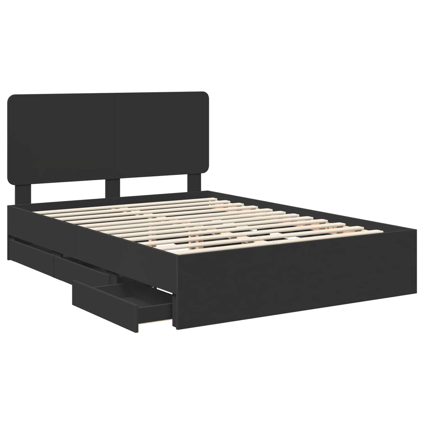 vidaXL Bed Frame with Drawer Black 150 x 200 cm Engineer Wood 5