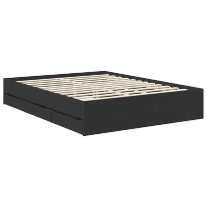 vidaXL Bed Frame with Drawer Black 150 x 200 cm Engineer Wood 6