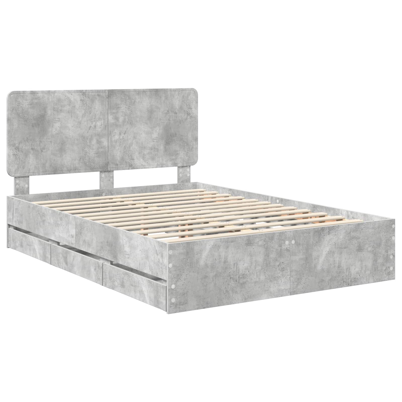 vidaXL Bed Frame with Drawer Concrete Grey 150 x 200 cm Engineer Wood 4