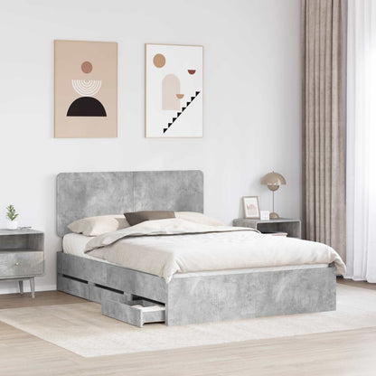 vidaXL Bed Frame with Drawer Concrete Grey 140 x 200 cm Engineer Wood 3
