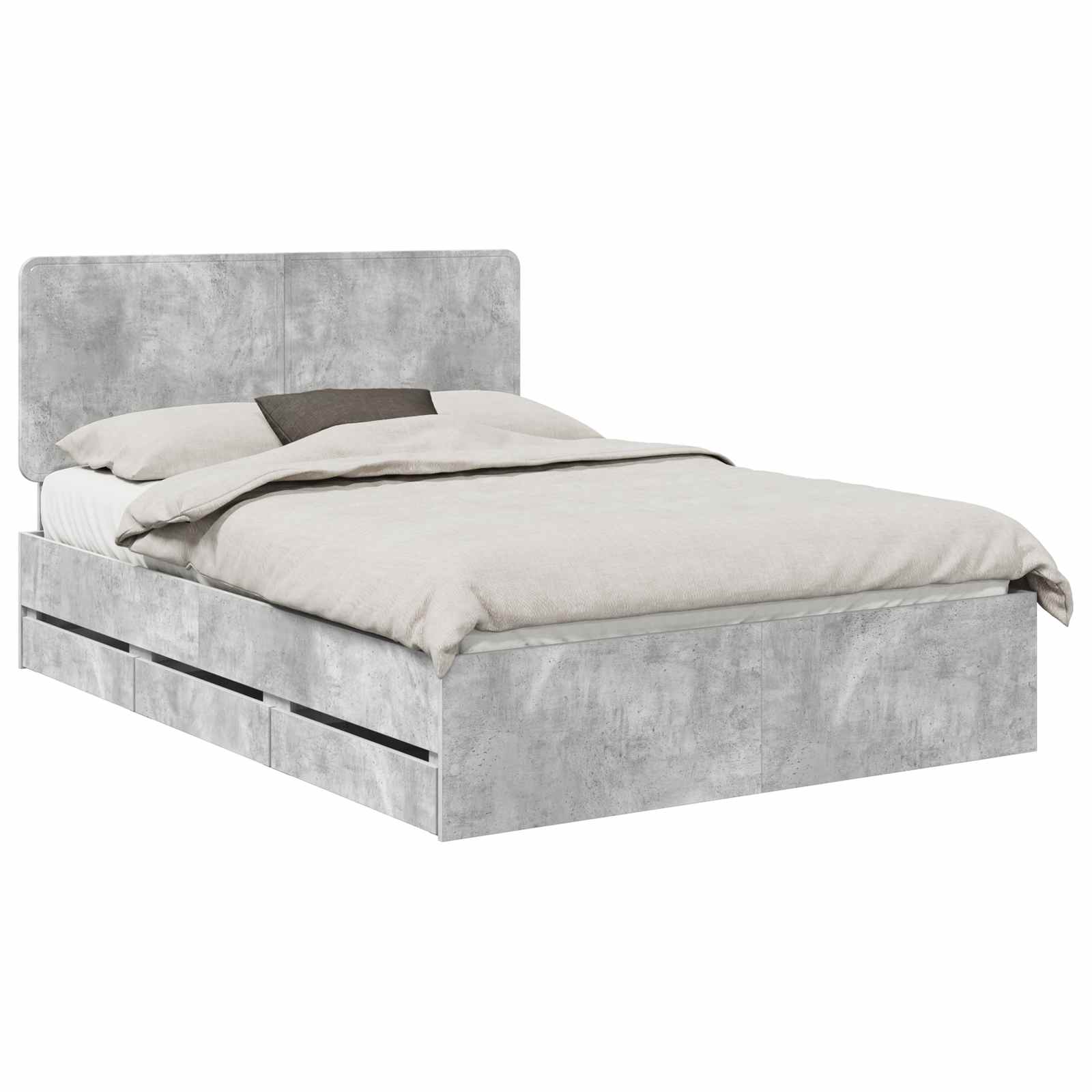 vidaXL Bed Frame with Drawer Concrete Grey 140 x 200 cm Engineer Wood 2