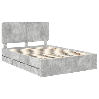 vidaXL Bed Frame with Drawer Concrete Grey 140 x 200 cm Engineer Wood 4