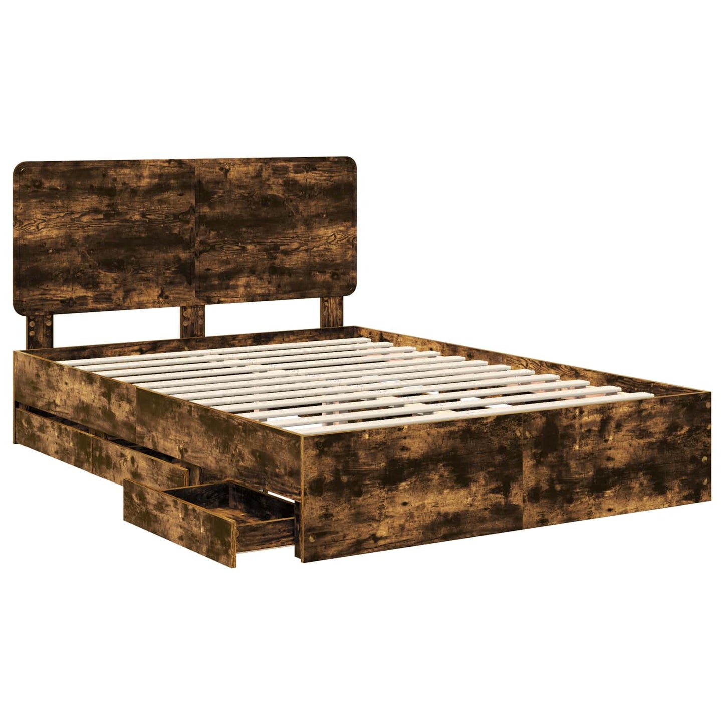 vidaXL Bed Frame with Drawer Smoked Oak 140 x 200 cm Engineer Wood 5