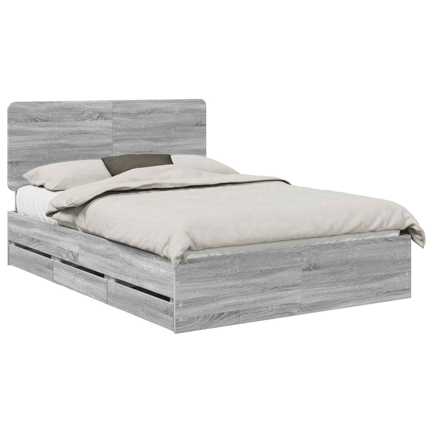 vidaXL Bed Frame with Drawer Grey Sonoma 140 x 200 cm Engineer Wood 2