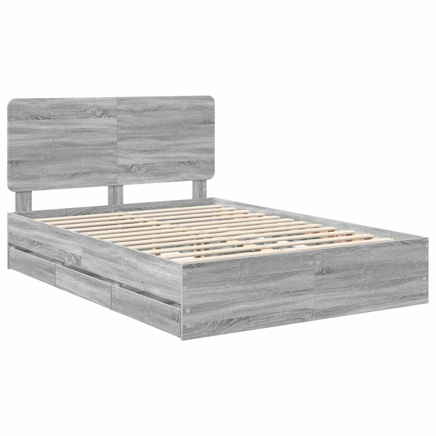 vidaXL Bed Frame with Drawer Grey Sonoma 140 x 200 cm Engineer Wood 4