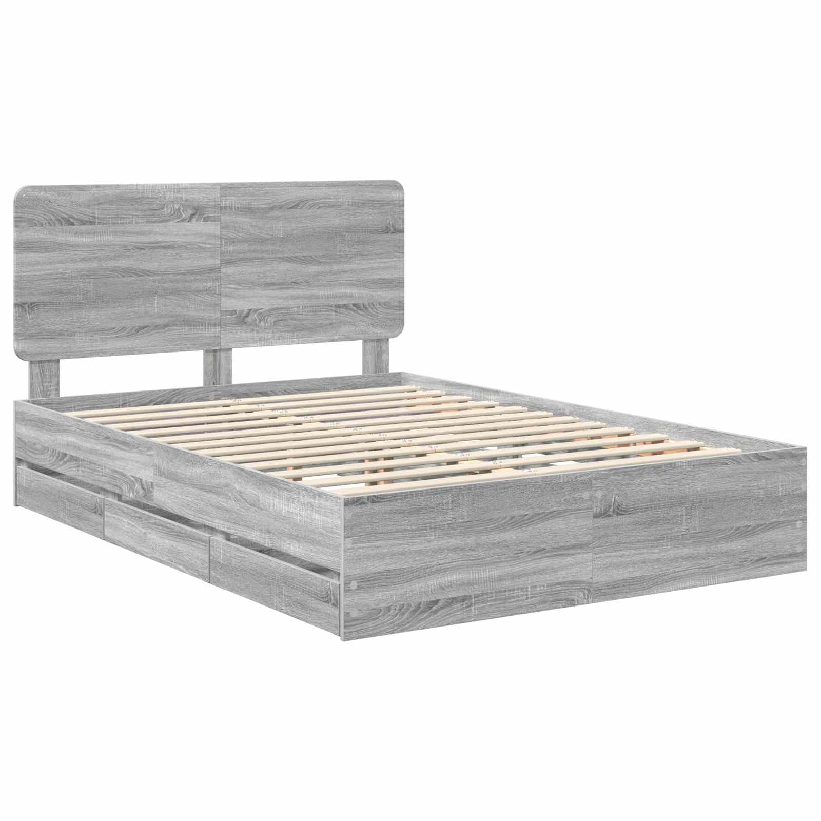 vidaXL Bed Frame with Drawer Grey Sonoma 140 x 200 cm Engineer Wood 4