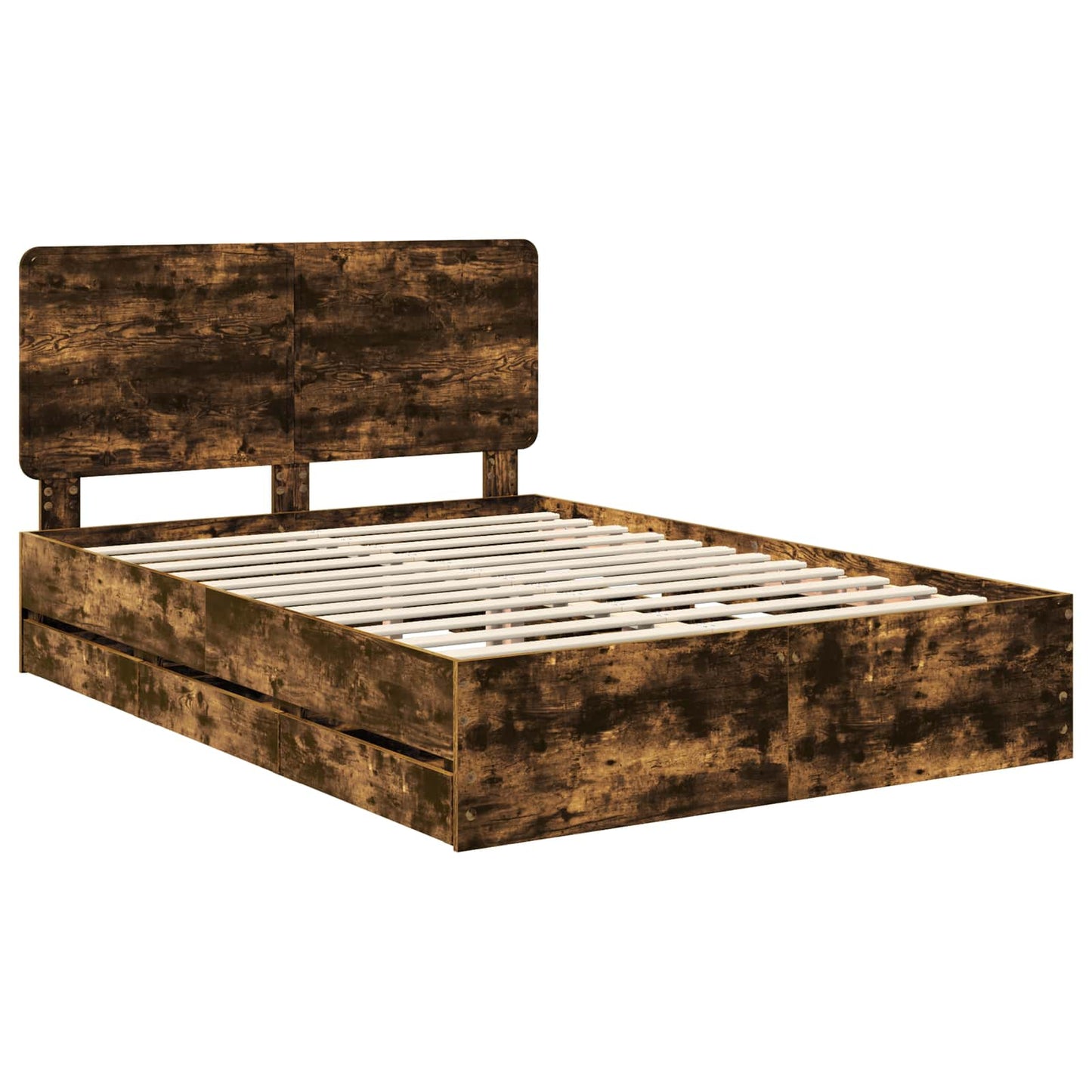 vidaXL Bed Frame with Drawer Smoked Oak 140 x 190 cm Engineer Wood 4