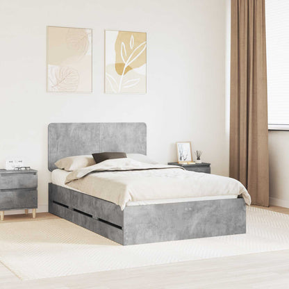 vidaXL Bed Frame with Drawer Concrete Grey 135 x 190 cm Engineer Wood 1