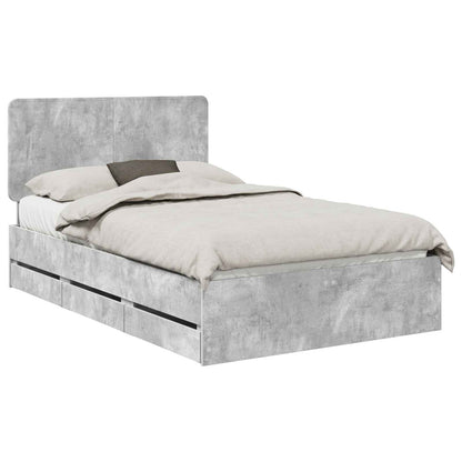 vidaXL Bed Frame with Drawer Concrete Grey 135 x 190 cm Engineer Wood 2