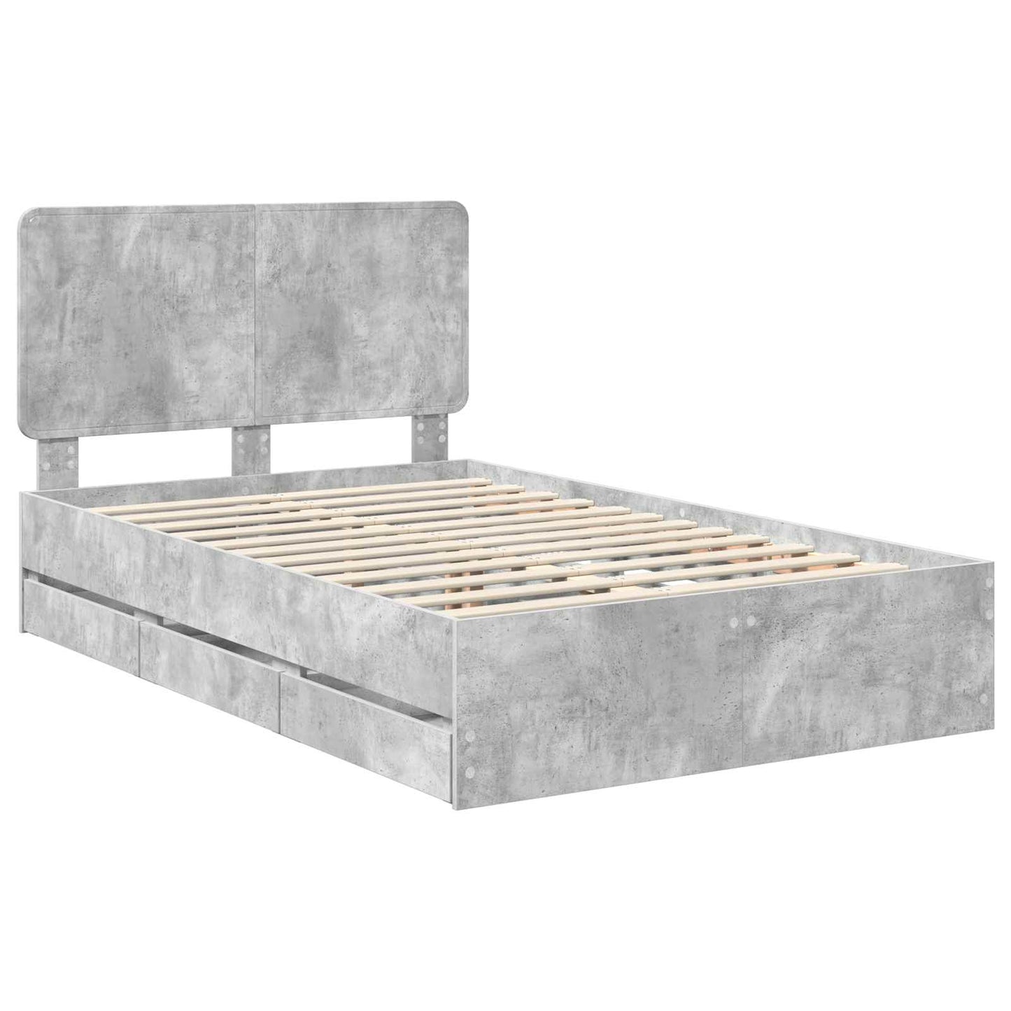 vidaXL Bed Frame with Drawer Concrete Grey 135 x 190 cm Engineer Wood 4