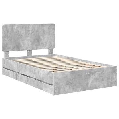 vidaXL Bed Frame with Drawer Concrete Grey 135 x 190 cm Engineer Wood 4