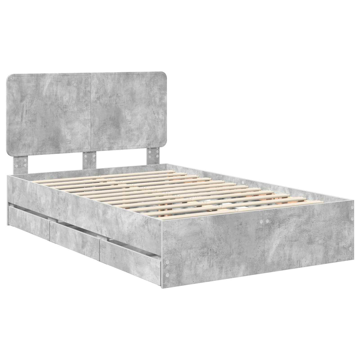 Bed Frame with Drawer 135 x 190 cm Engineer Wood Concrete grey