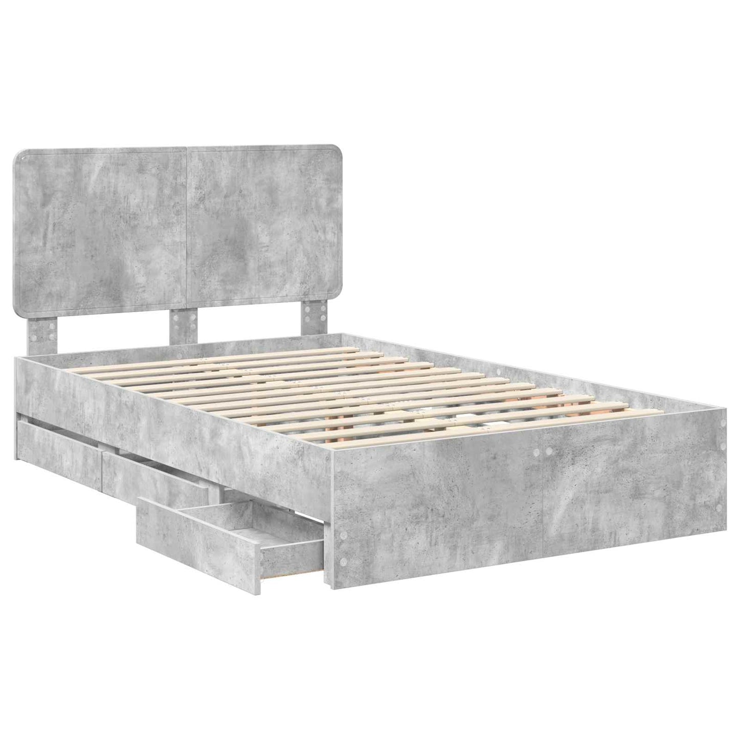vidaXL Bed Frame with Drawer Concrete Grey 135 x 190 cm Engineer Wood 5