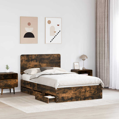 vidaXL Bed Frame with Drawer Smoked Oak 120 x 200 cm Engineer Wood 3