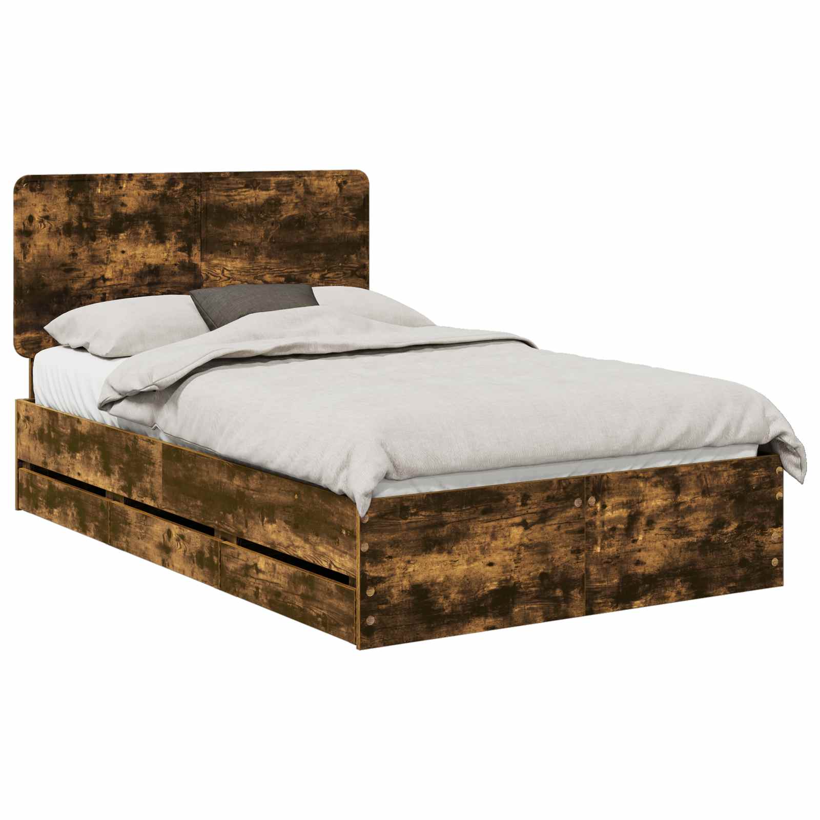 vidaXL Bed Frame with Drawer Smoked Oak 120 x 200 cm Engineer Wood 2
