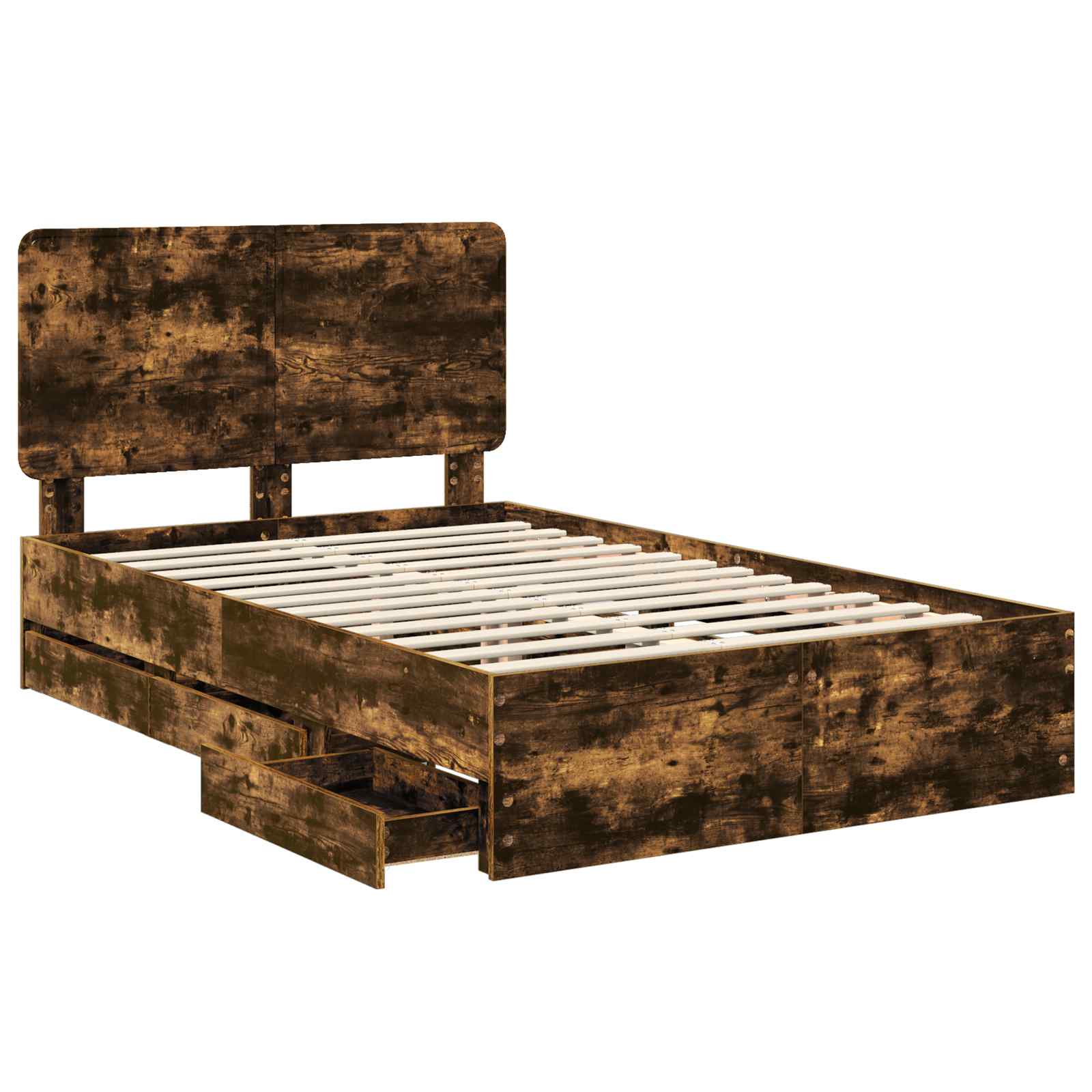 vidaXL Bed Frame with Drawer Smoked Oak 120 x 200 cm Engineer Wood 5