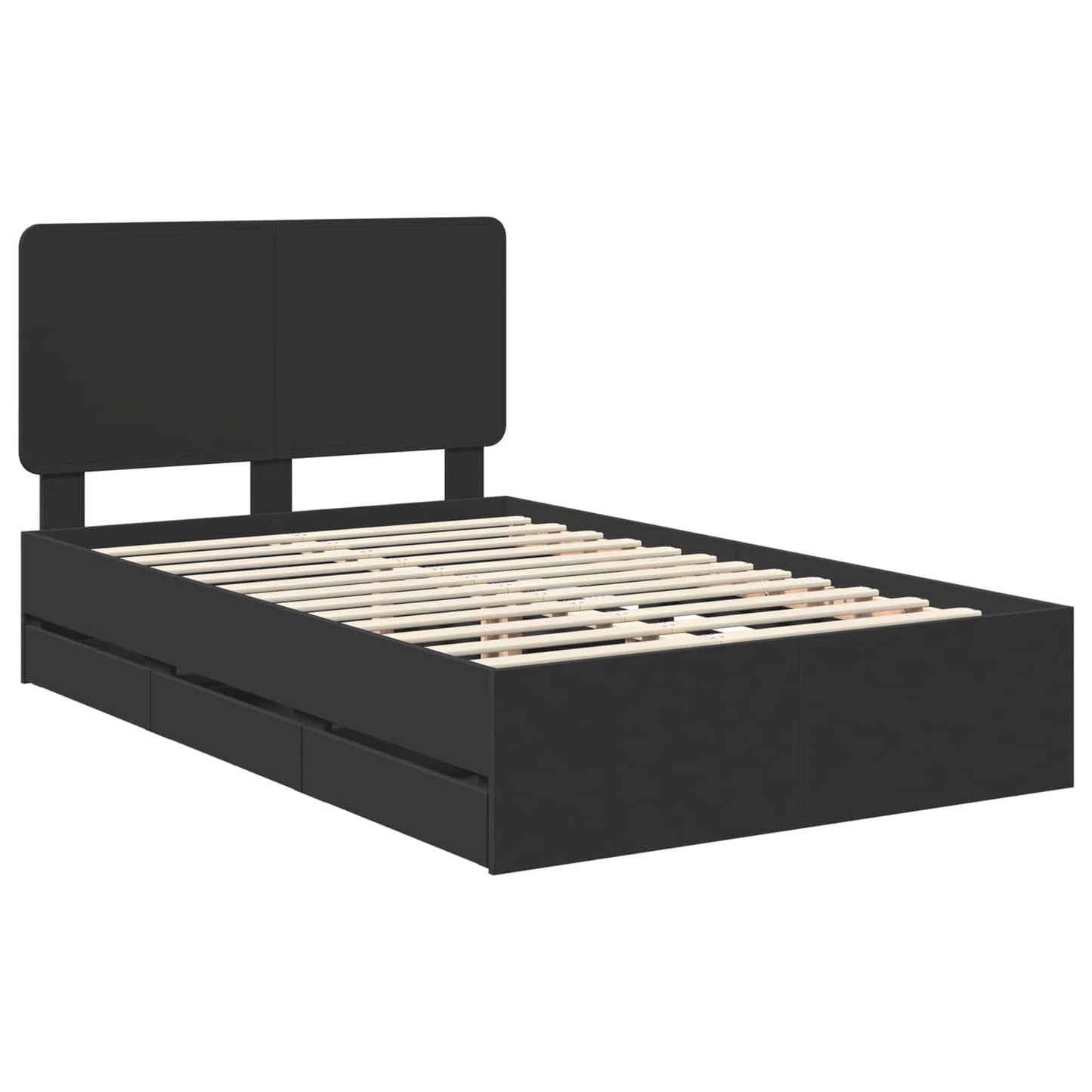 vidaXL Bed Frame with Drawer Black 120 x 190 cm Engineer Wood 4
