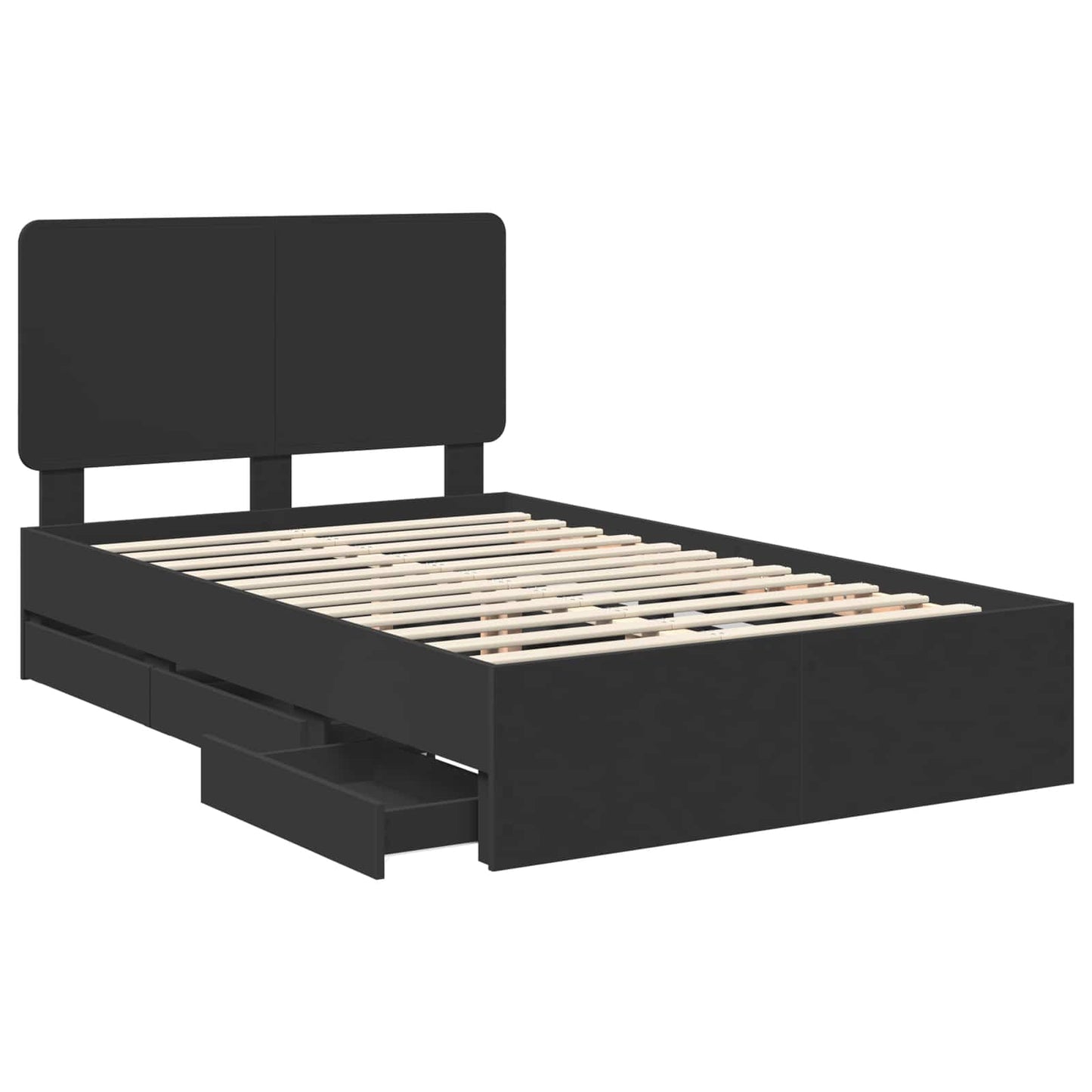 vidaXL Bed Frame with Drawer Black 120 x 190 cm Engineer Wood 5
