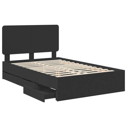 vidaXL Bed Frame with Drawer Black 120 x 190 cm Engineer Wood 5