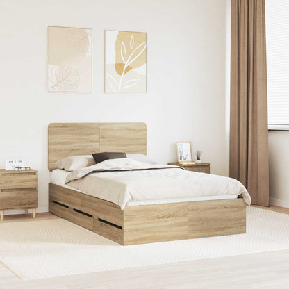 vidaXL Bed Frame with Drawer Sonoma Oak 120 x 190 cm Engineer Wood 1