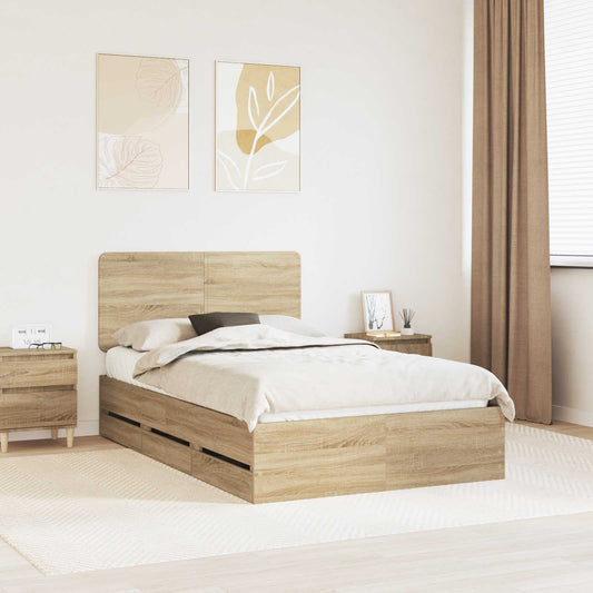 vidaXL Bed Frame with Drawer Sonoma Oak 120 x 190 cm Engineer Wood 1