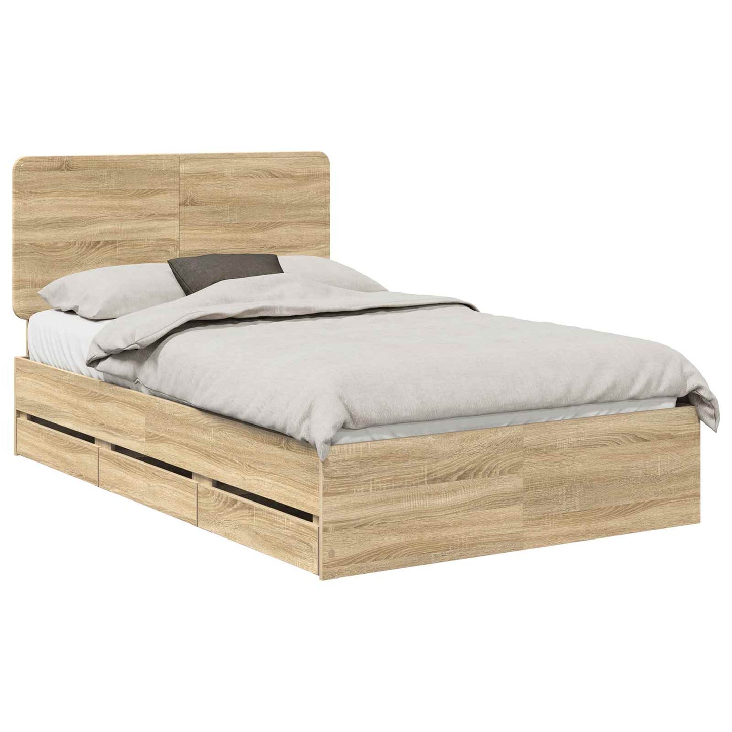 vidaXL Bed Frame with Drawer Sonoma Oak 120 x 190 cm Engineer Wood 2