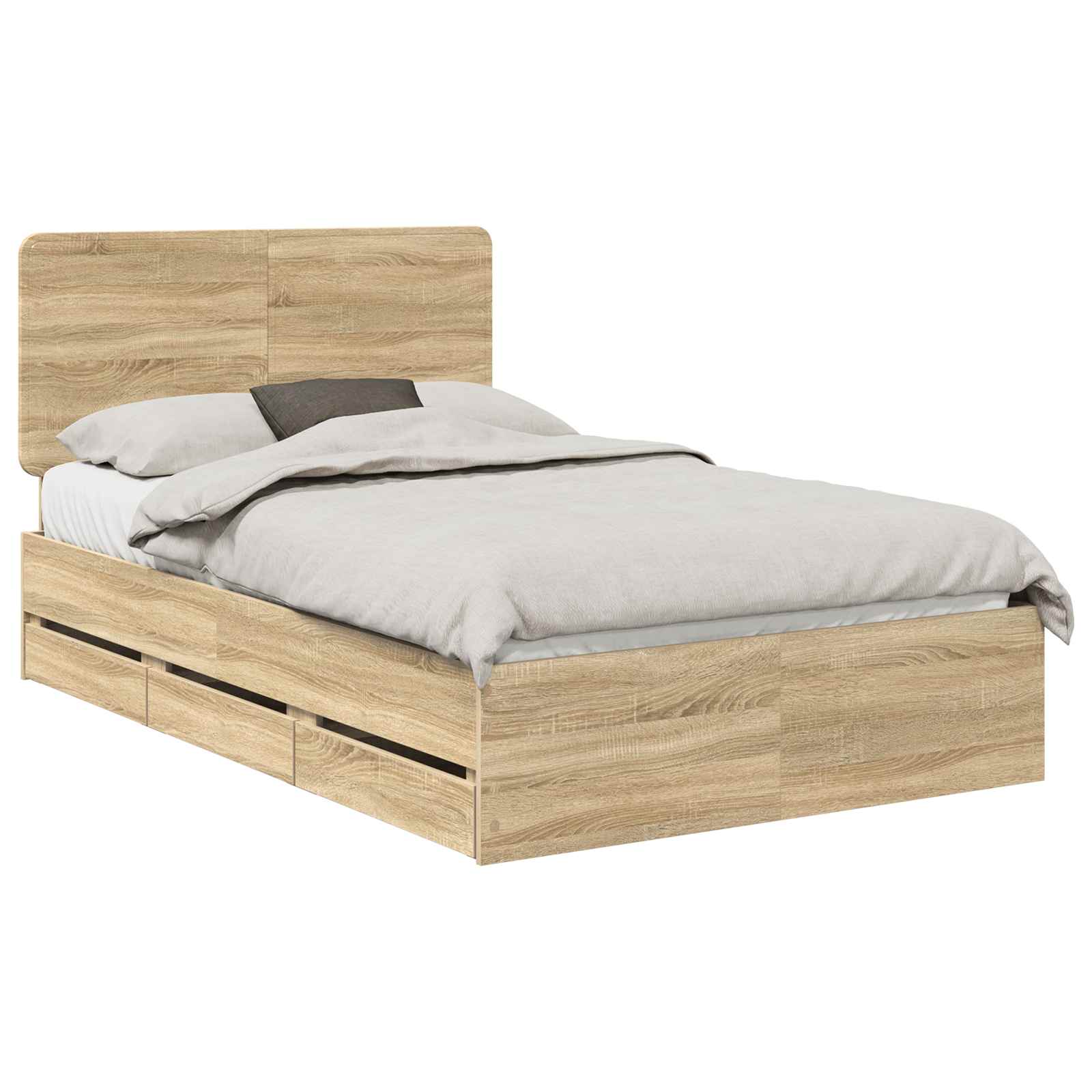 vidaXL Bed Frame with Drawer Sonoma Oak 120 x 190 cm Engineer Wood 2