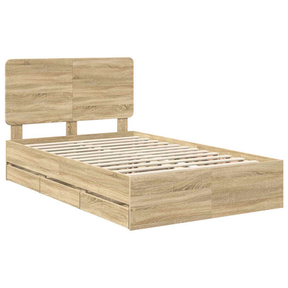 vidaXL Bed Frame with Drawer Sonoma Oak 120 x 190 cm Engineer Wood 4