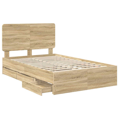 vidaXL Bed Frame with Drawer Sonoma Oak 120 x 190 cm Engineer Wood 5