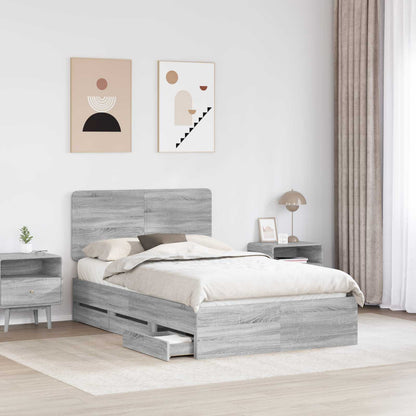 vidaXL Bed Frame with Drawer Grey Sonoma 120 x 190 cm Engineer Wood 3