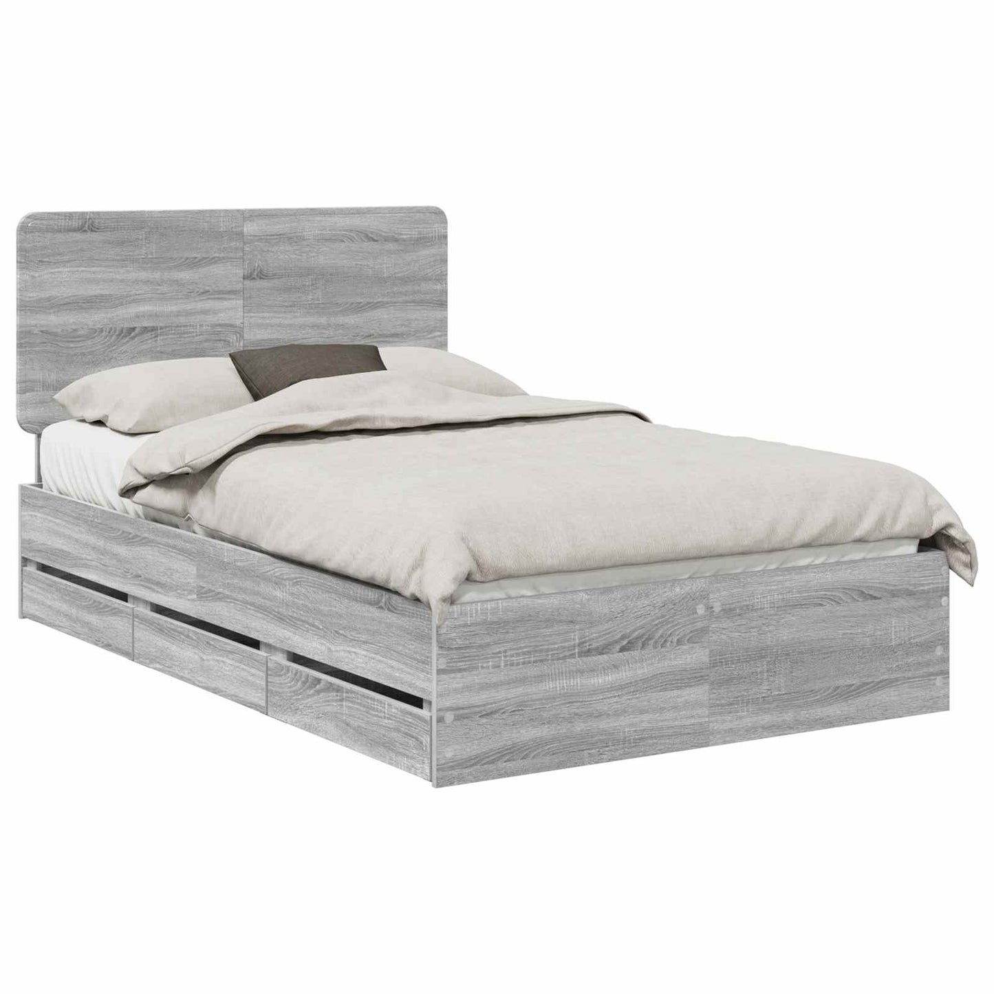 vidaXL Bed Frame with Drawer Grey Sonoma 120 x 190 cm Engineer Wood 2