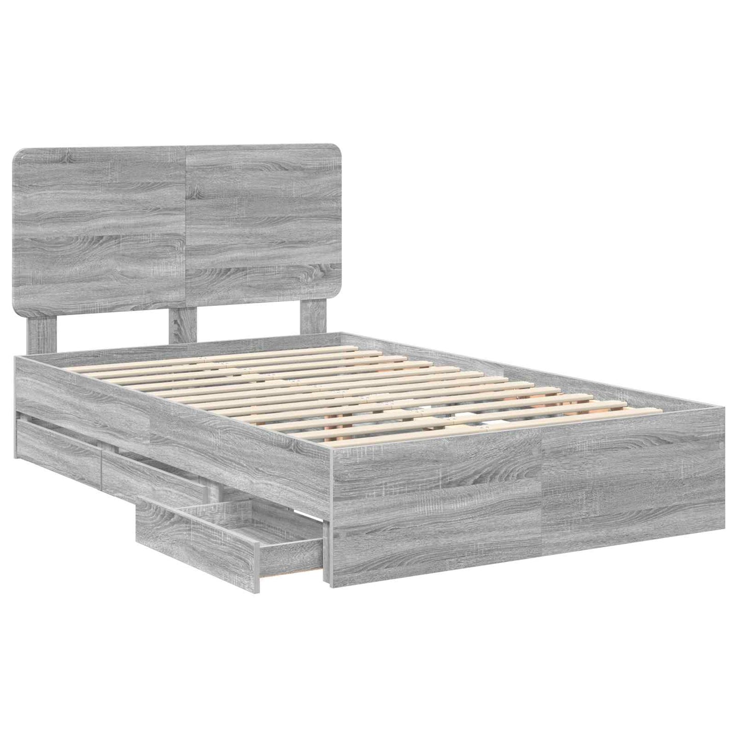 vidaXL Bed Frame with Drawer Grey Sonoma 120 x 190 cm Engineer Wood 5