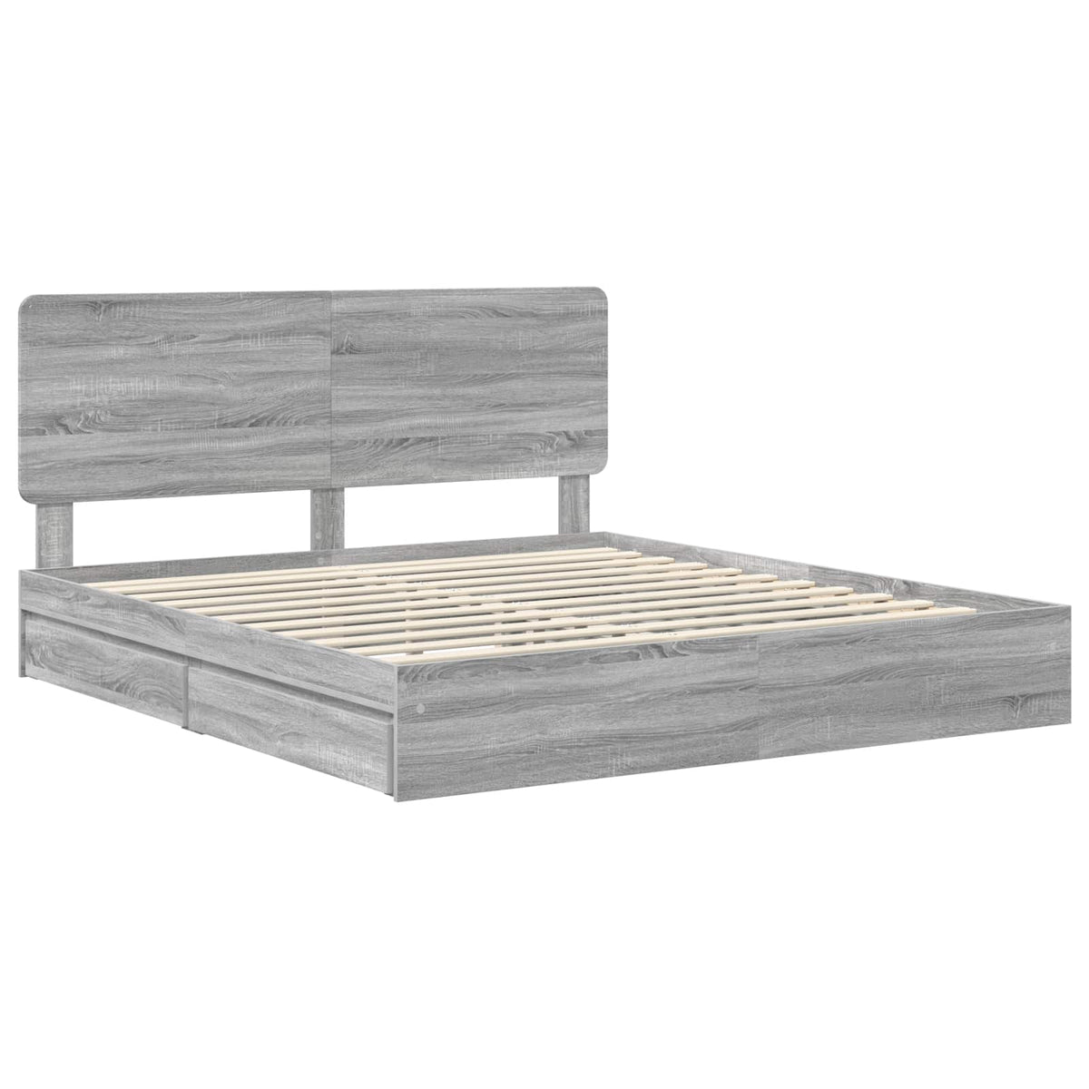 vidaXL Storage Bed Adjustable Grey Sonoma 200 x 200 cm Engineered Wood 4