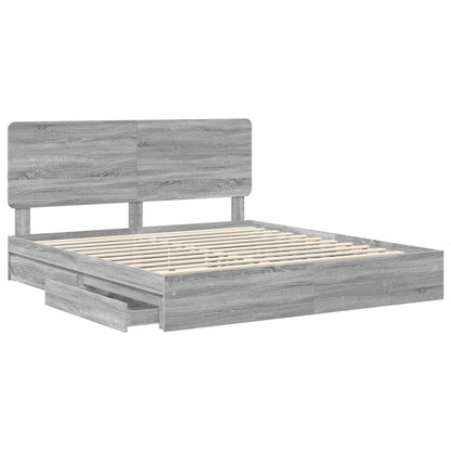 vidaXL Storage Bed Adjustable Grey Sonoma 200 x 200 cm Engineered Wood 5