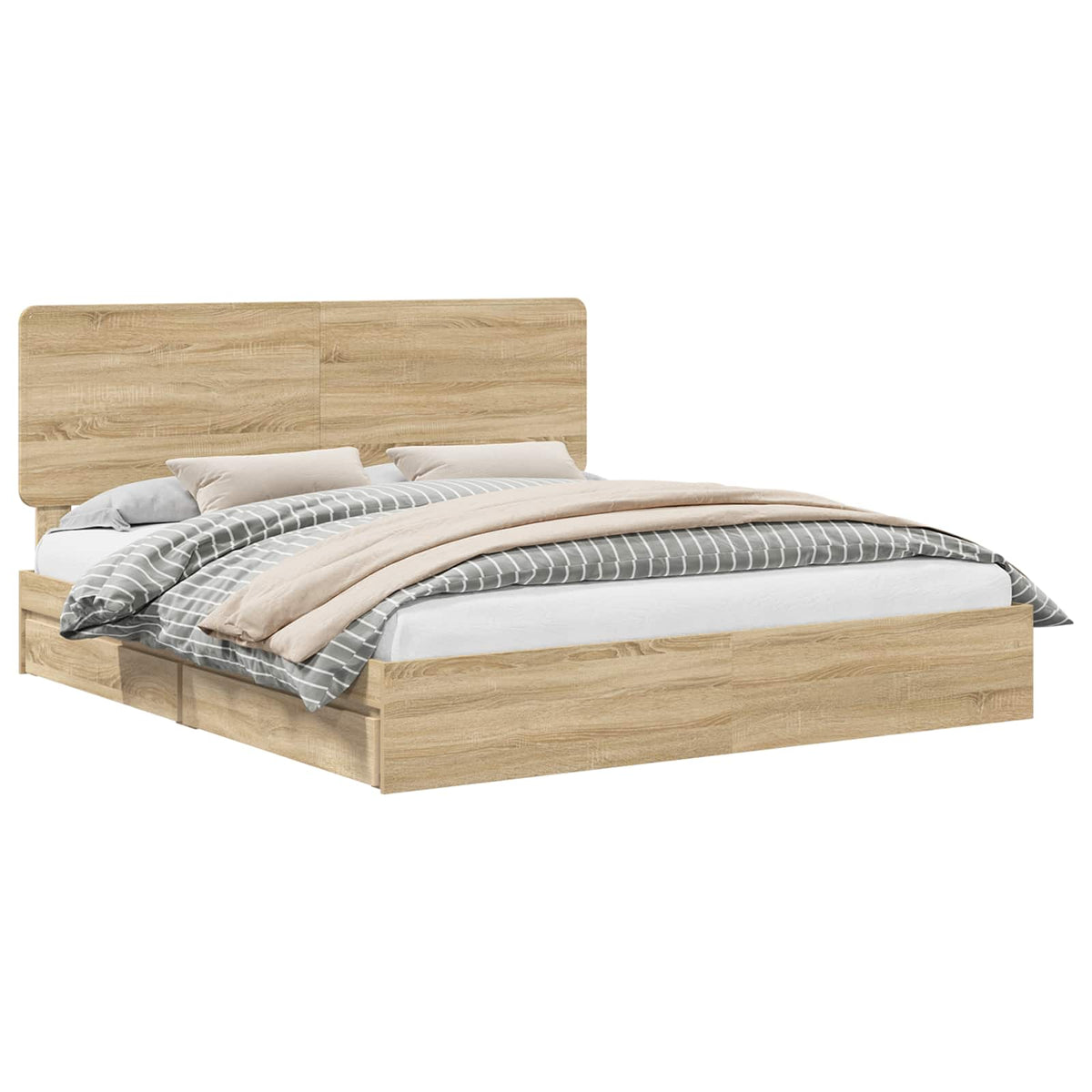 vidaXL Storage Bed with Drawer Sonoma Oak 180 x 200 cm Engineered Wood 2