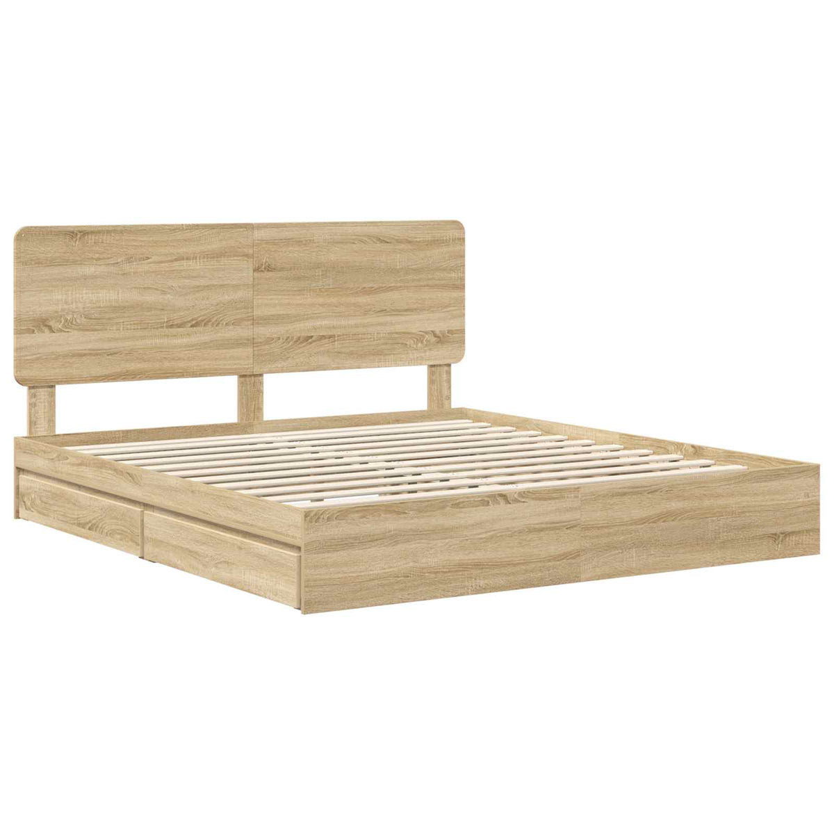 vidaXL Storage Bed with Drawer Sonoma Oak 180 x 200 cm Engineered Wood 4