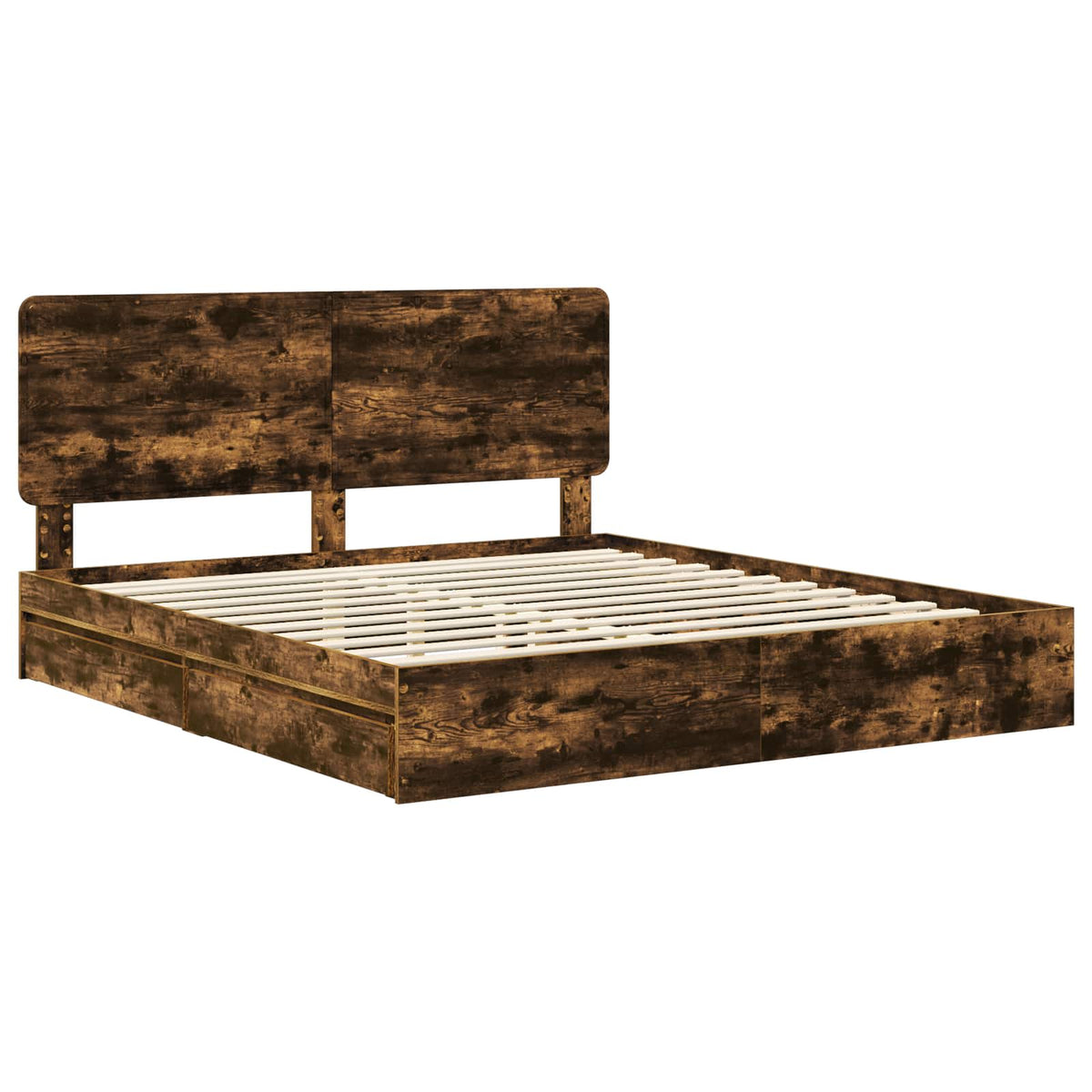 vidaXL Storage Bed with Drawer Smoked Oak 180 x 200 cm Engineered Wood 4