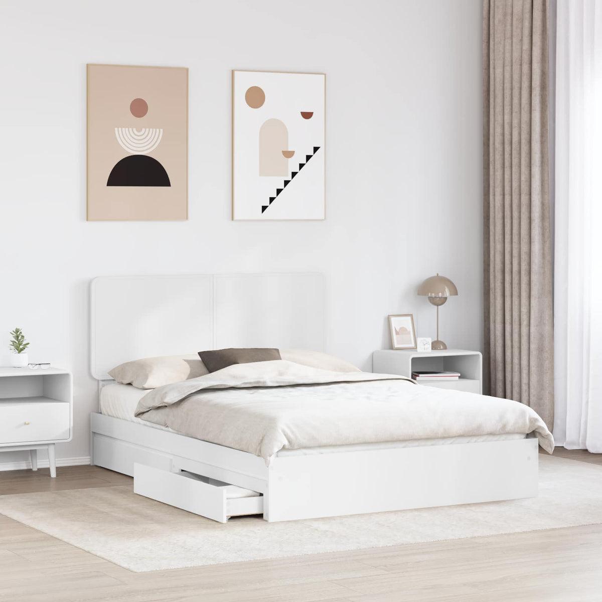 vidaXL Storage Bed with Drawer White 160 x 200 cm Engineered Wood 3