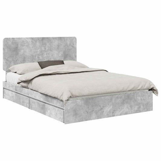 vidaXL Storage Bed Concrete Grey 150 x 200 cm Engineered Wood 2