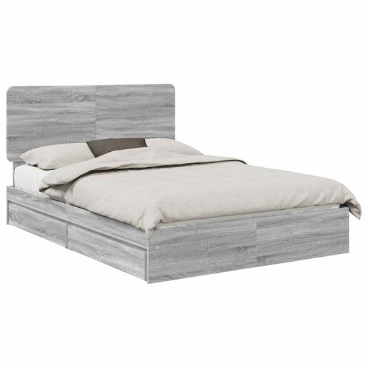 vidaXL Storage Bed Adjustable Grey Sonoma 150 x 200 cm Engineered Wood 2