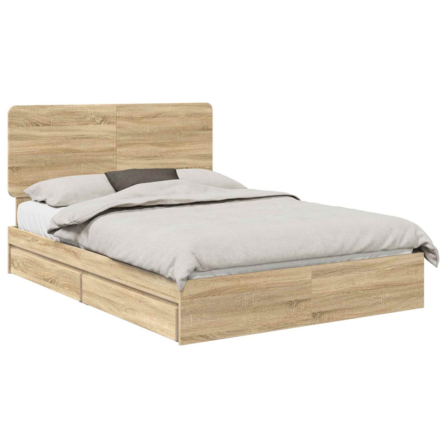 vidaXL Storage Bed with Drawer Sonoma Oak 140 x 190 cm Engineered Wood 2