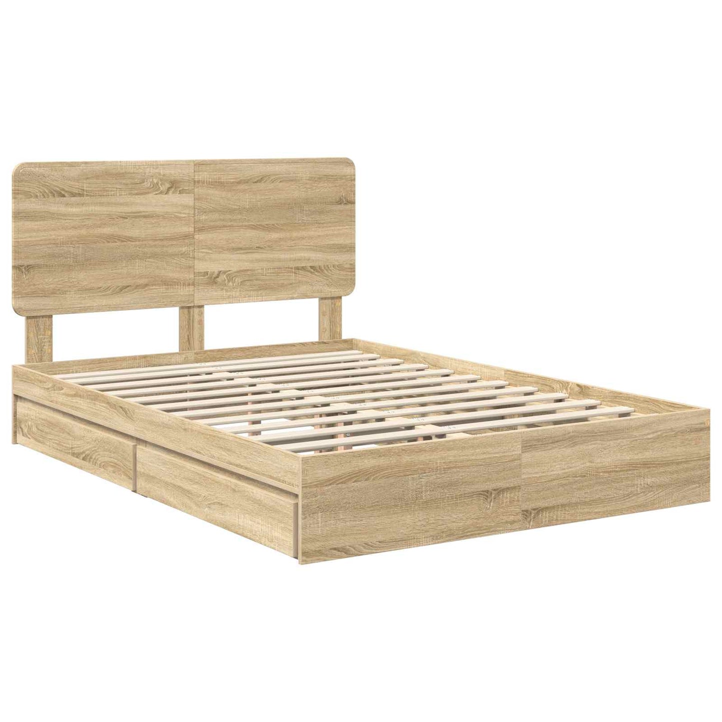 vidaXL Storage Bed with Drawer Sonoma Oak 140 x 190 cm Engineered Wood 4