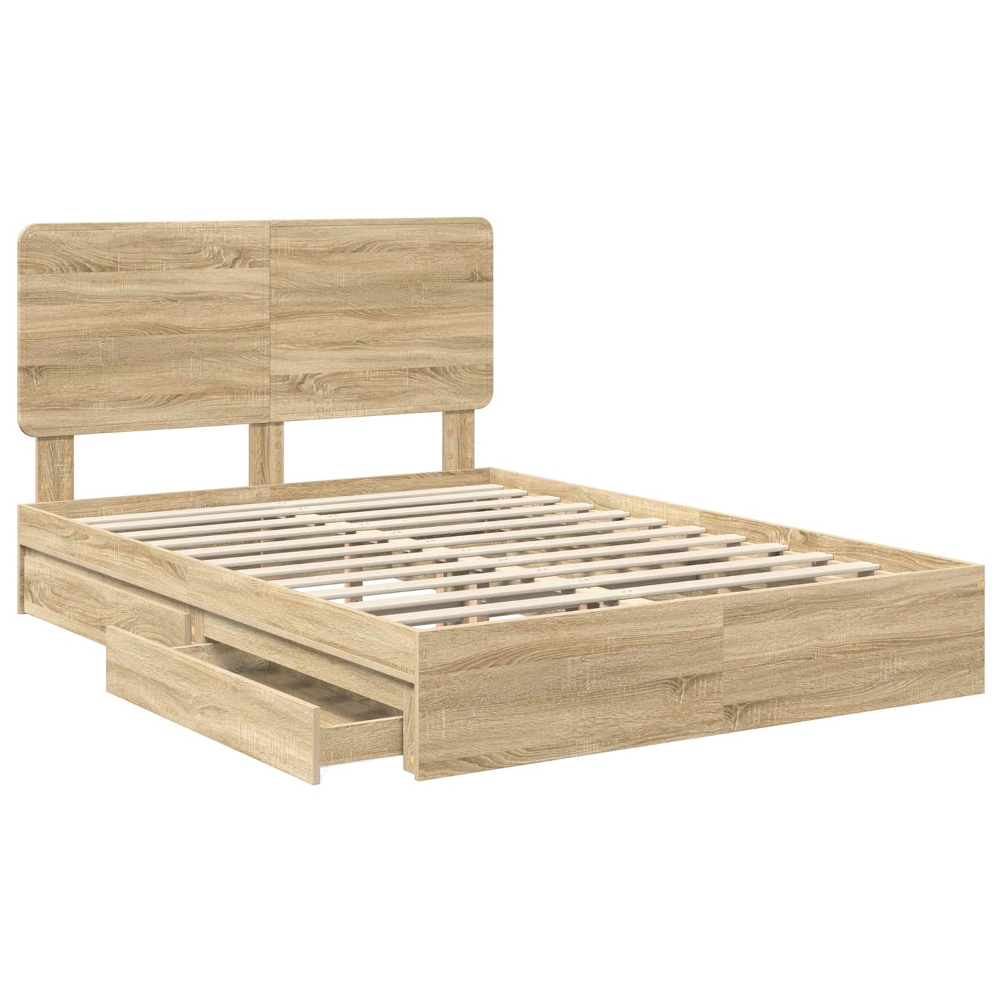 vidaXL Storage Bed with Drawer Sonoma Oak 140 x 190 cm Engineered Wood 5