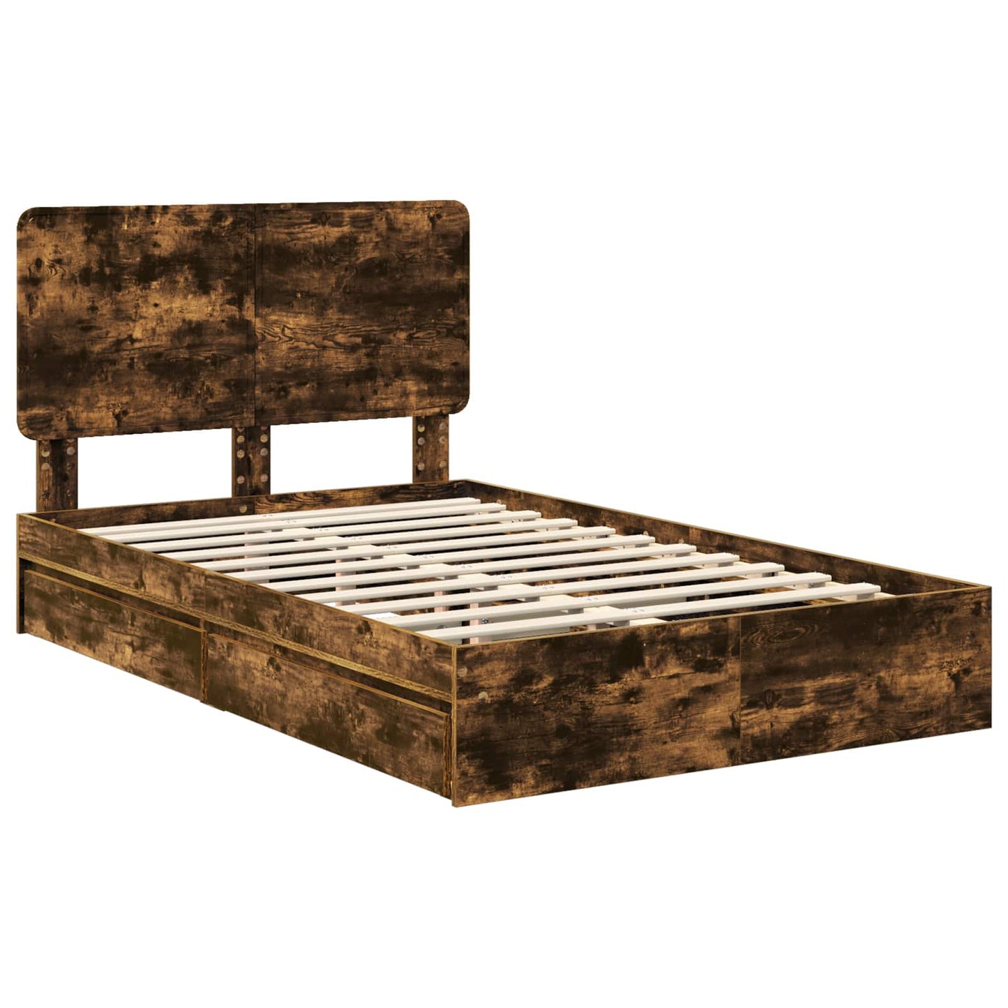 vidaXL Storage Bed with Drawer Smoked Oak 135 x 190 cm Engineered Wood 4