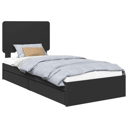vidaXL Storage Bed with Drawer Black 90 x 190 cm Engineered Wood 2