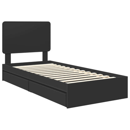 vidaXL Storage Bed with Drawer Black 90 x 190 cm Engineered Wood 4