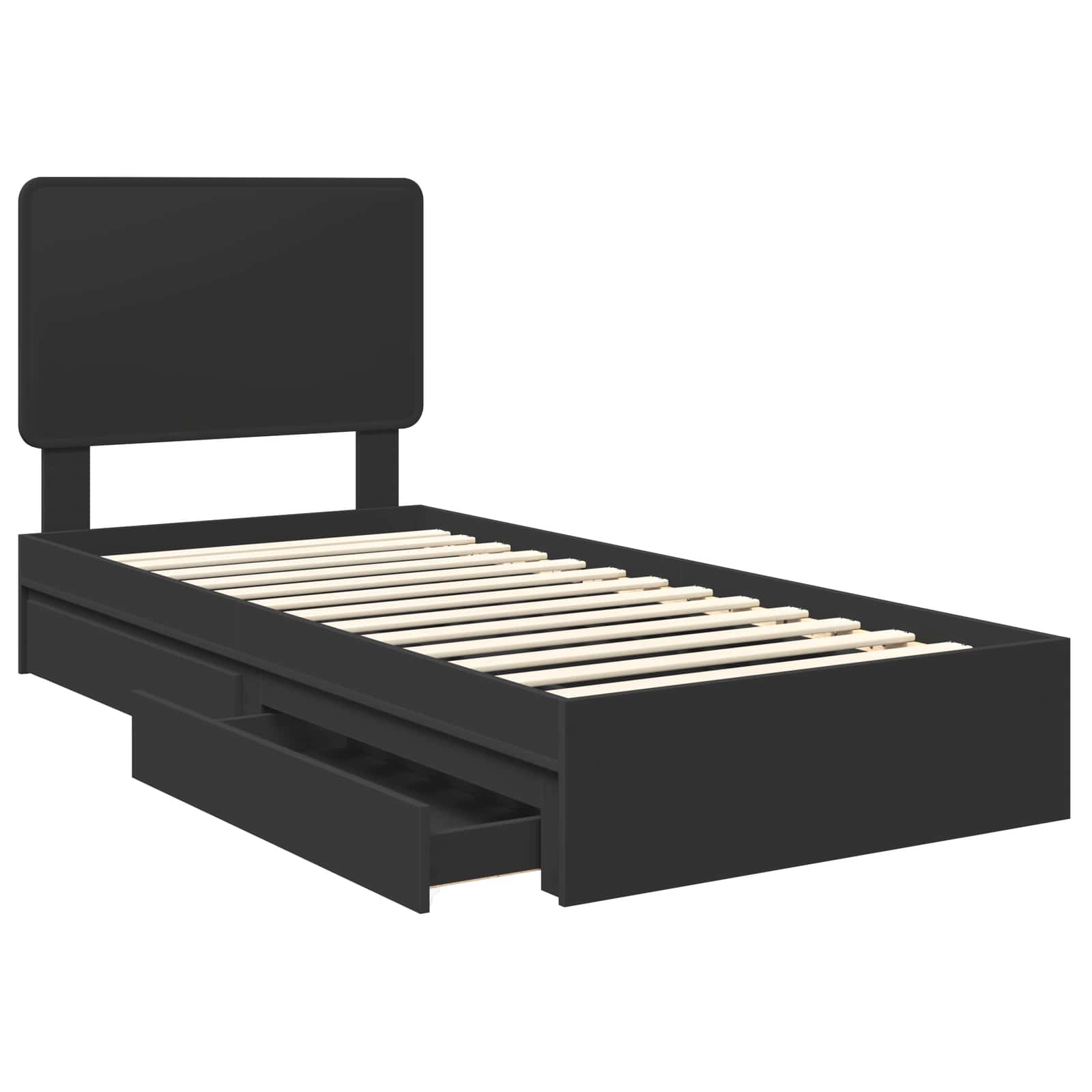vidaXL Storage Bed with Drawer Black 90 x 190 cm Engineered Wood 5