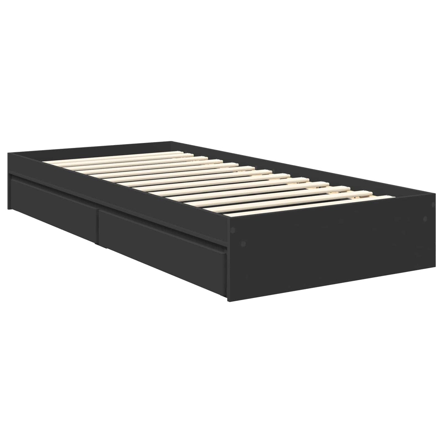 vidaXL Storage Bed with Drawer Black 90 x 190 cm Engineered Wood 6