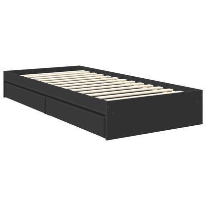 vidaXL Storage Bed with Drawer Black 90 x 190 cm Engineered Wood 6
