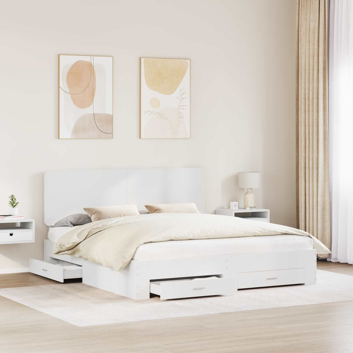 vidaXL Bed Frame with Drawer White 180 x 200 cm Engineered Wood 3